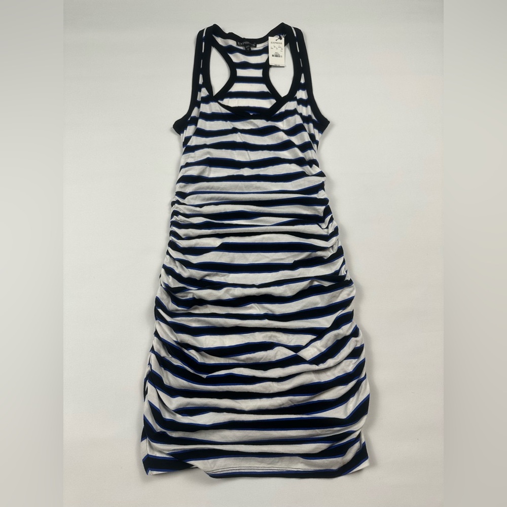 NWT Express striped, ruched, racer back dress, size small.